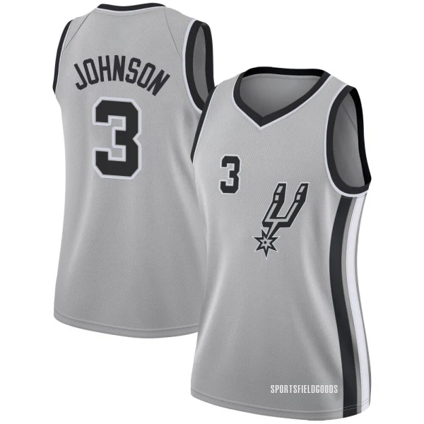 Women's Keldon Johnson San Antonio Spurs Swingman Silver Jersey - Statement Edition