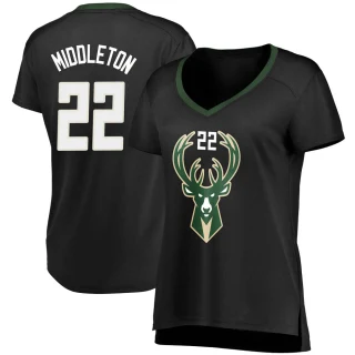 Women's Khris Middleton Milwaukee Bucks Black Fast Break Jersey - Statement Edition