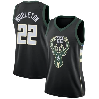 Women's Khris Middleton Milwaukee Bucks Black Swingman Jersey - Statement Edition