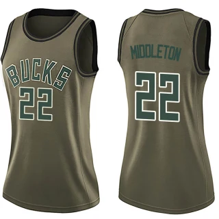 Women's Khris Middleton Milwaukee Bucks Green Swingman Salute to Service Jersey
