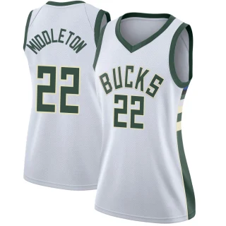 Women's Khris Middleton Milwaukee Bucks White Swingman Jersey - Association Edition