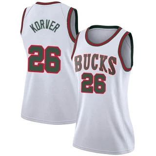 Women's Kyle Korver Milwaukee Bucks White Swingman Fashion Hardwood Classics Jersey