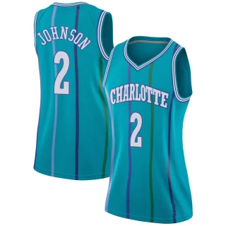 Women's Larry Johnson Charlotte Hornets Aqua Swingman Jordan Brand Hardwood Classics Jersey