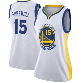 Women's Latrell Sprewell Golden State Warriors Gold Swingman White Jersey - Association Edition