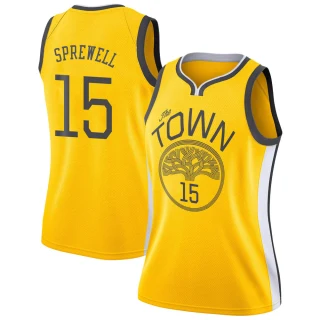 Women's Latrell Sprewell Golden State Warriors Gold Swingman Yellow 2018/19 Jersey - Earned Edition