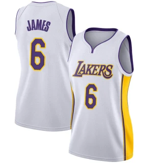 Women's LeBron James Los Angeles Lakers White Swingman Jersey - Association Edition