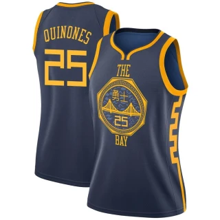 Women's Lester Quinones Golden State Warriors Gold Swingman Navy 2018/19 Jersey - City Edition