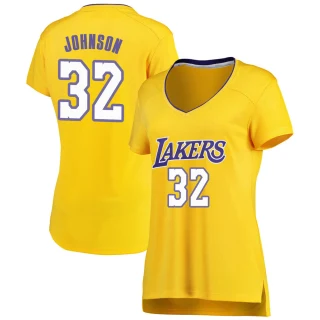 Women's Magic Johnson Los Angeles Lakers Gold Fast Break Jersey - Icon Edition