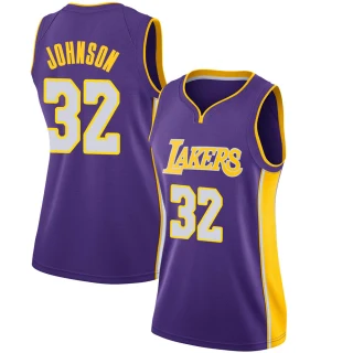 Women's Magic Johnson Los Angeles Lakers Purple Swingman Jersey - Statement Edition