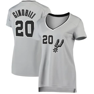 Women's Manu Ginobili San Antonio Spurs Fast Break Silver Jersey - Statement Edition