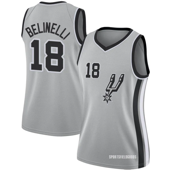 Women's Marco Belinelli San Antonio Spurs Swingman Silver Jersey - Statement Edition