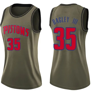 Women's Marvin Bagley III Detroit Pistons Green Swingman Salute to Service Jersey
