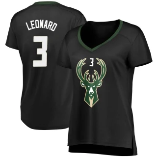 Women's Meyers Leonard Milwaukee Bucks Black Fast Break Jersey - Statement Edition