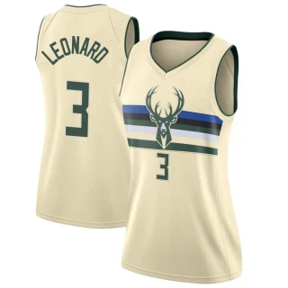 Women's Meyers Leonard Milwaukee Bucks Cream Swingman Jersey - City Edition