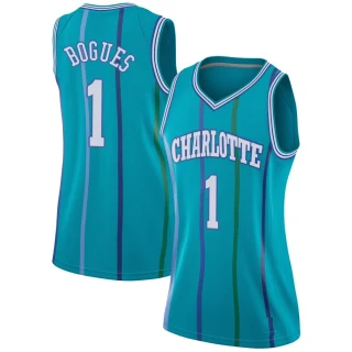 Women's Muggsy Bogues Charlotte Hornets Aqua Swingman Jordan Brand Hardwood Classics Jersey