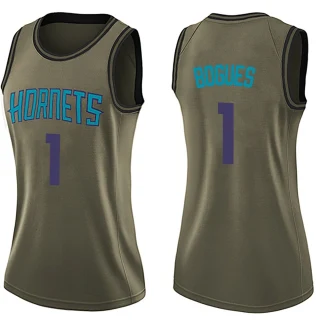 Women's Muggsy Bogues Charlotte Hornets Green Swingman Salute to Service Jersey