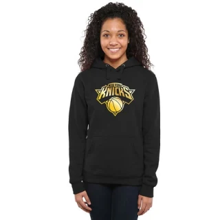 Women's New York Knicks Gold Collection Ladies Pullover Hoodie - Black