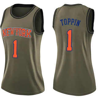Women's Obi Toppin New York Knicks Green Swingman Salute to Service Jersey