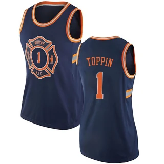 Women's Obi Toppin New York Knicks Navy Blue Authentic Jersey - City Edition