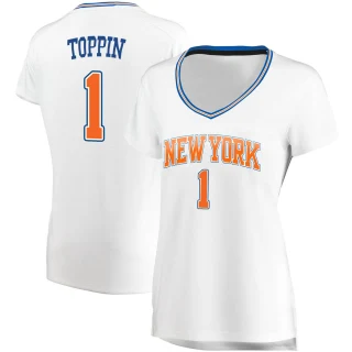 Women's Obi Toppin New York Knicks White Fast Break Jersey - Statement Edition