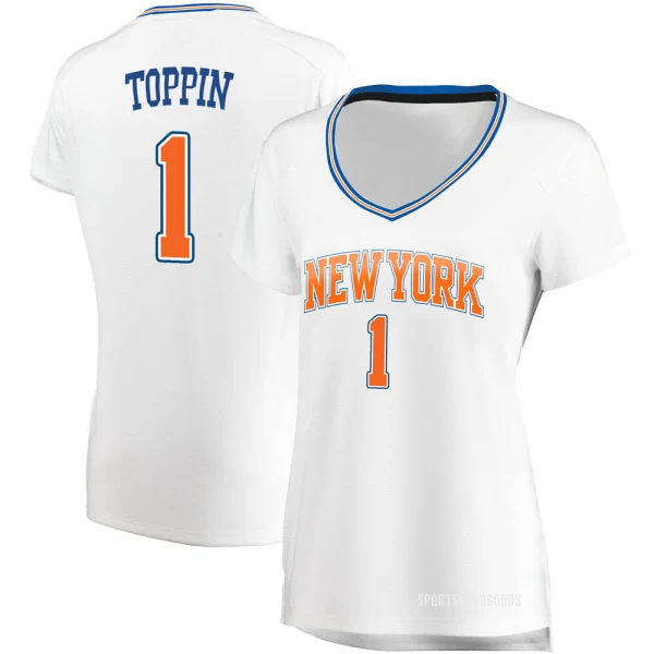 Women's Obi Toppin New York Knicks White Fast Break Jersey - Statement Edition