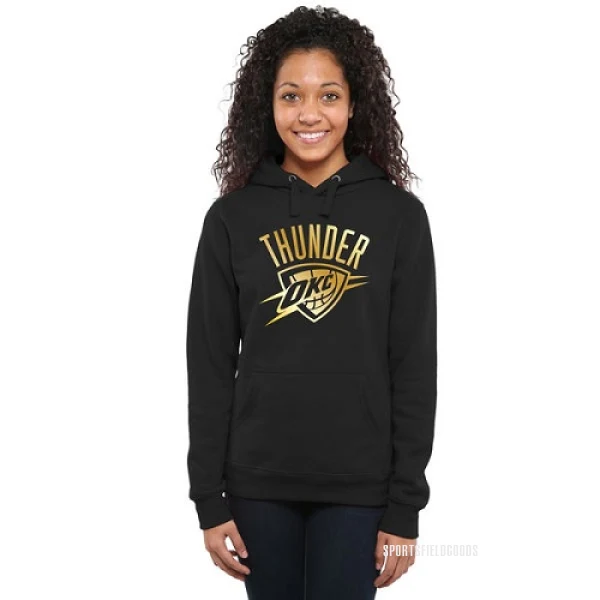 Women's Oklahoma City Thunder Gold Collection Ladies Pullover Hoodie - Black