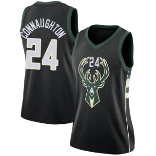 Women's Pat Connaughton Milwaukee Bucks Black Swingman Jersey - Statement Edition