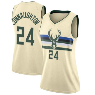 Women's Pat Connaughton Milwaukee Bucks Cream Swingman Jersey - City Edition