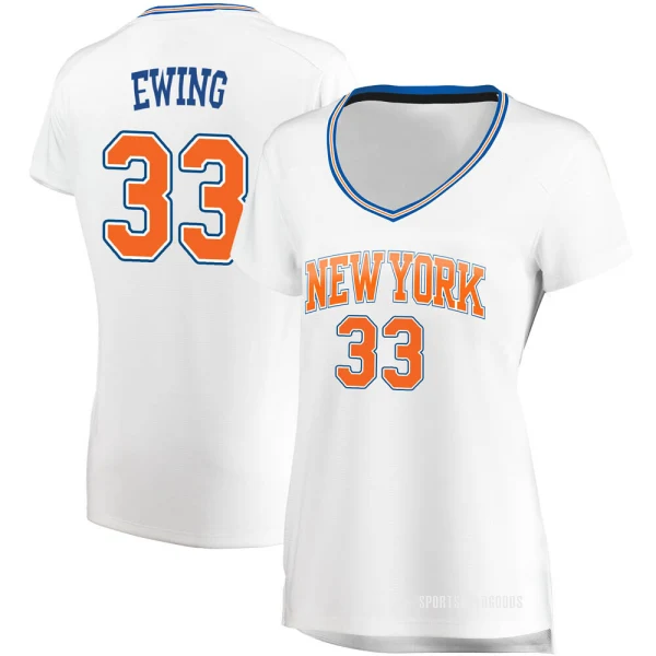 Women's Patrick Ewing New York Knicks White Fast Break Jersey - Statement Edition