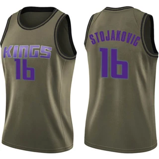 Women's Peja Stojakovic Sacramento Kings Green Swingman Salute to Service Jersey