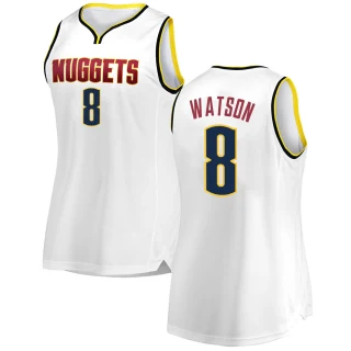 Women's Peyton Watson Denver Nuggets White Fast Break 2018/19 Jersey - Association Edition