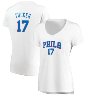 Women's P.J. Tucker Philadelphia 76ers White Fast Break Jersey - Association Edition