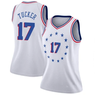Women's P.J. Tucker Philadelphia 76ers White Swingman 2018/19 Jersey - Earned Edition