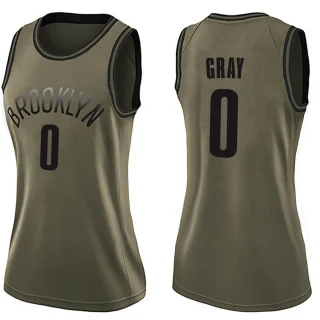 Women's RaiQuan Gray Brooklyn Nets Green Swingman Salute to Service Jersey