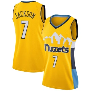 Women's Reggie Jackson Denver Nuggets Yellow Swingman Jersey - Statement Edition