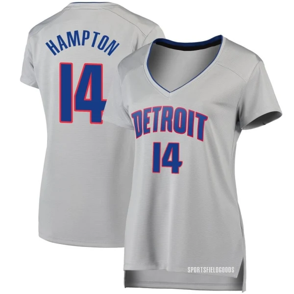 Women's R.J. Hampton Detroit Pistons Fast Break Silver Jersey - Statement Edition