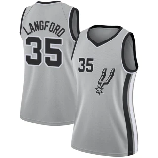 Women's Romeo Langford San Antonio Spurs Swingman Silver Jersey - Statement Edition