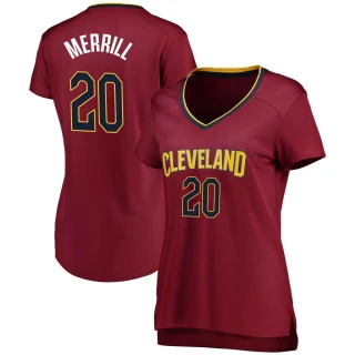 Women's Sam Merrill Cleveland Cavaliers Fast Break Wine Jersey - Icon Edition