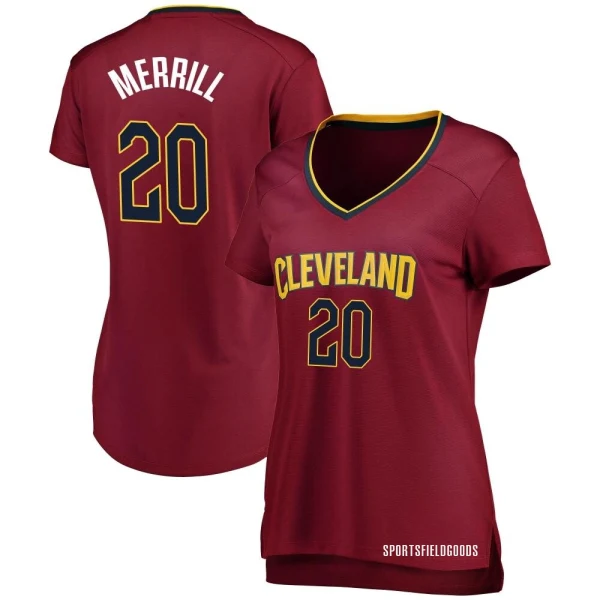 Women's Sam Merrill Cleveland Cavaliers Fast Break Wine Jersey - Icon Edition