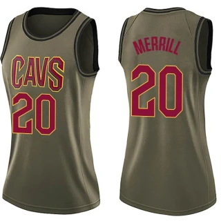 Women's Sam Merrill Cleveland Cavaliers Green Swingman Salute to Service Jersey