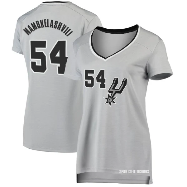 Women's Sandro Mamukelashvili San Antonio Spurs Fast Break Silver Jersey - Statement Edition