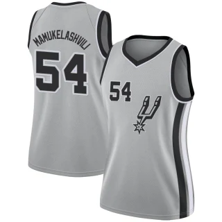 Women's Sandro Mamukelashvili San Antonio Spurs Swingman Silver Jersey - Statement Edition