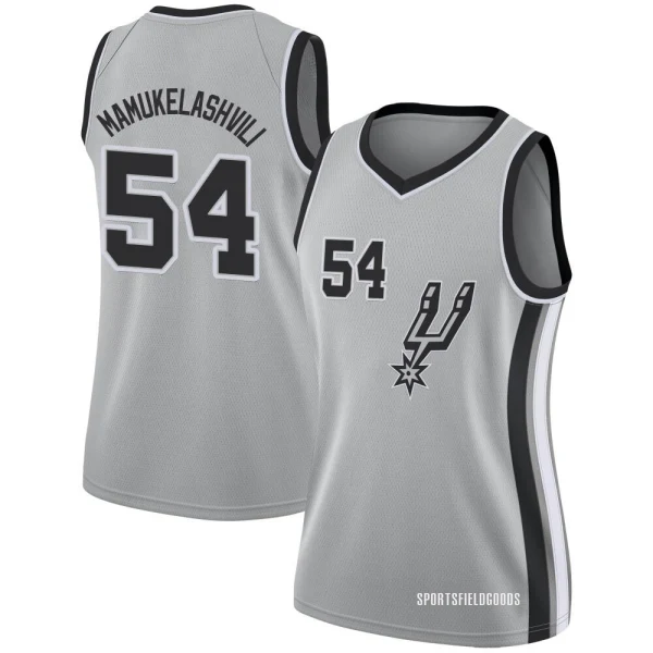 Women's Sandro Mamukelashvili San Antonio Spurs Swingman Silver Jersey - Statement Edition