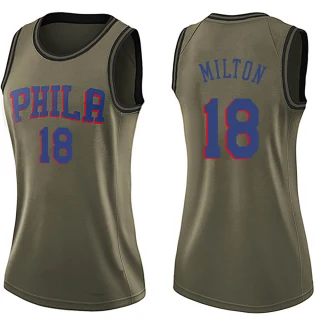 Women's Shake Milton Philadelphia 76ers Green Swingman Salute to Service Jersey