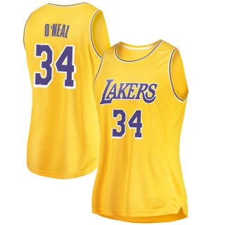 Women's Shaquille O'Neal Los Angeles Lakers Gold Swingman 2018/19 Jersey - Icon Edition