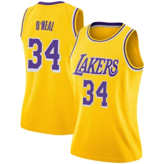 Women's Shaquille O'Neal Los Angeles Lakers Gold Swingman 2018/19 Jersey - Icon Edition