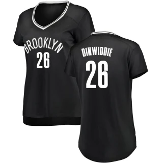 Women's Spencer Dinwiddie Brooklyn Nets Black Fast Break Jersey - Icon Edition