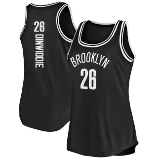 Women's Spencer Dinwiddie Brooklyn Nets Black Fast Break Tank Jersey - Icon Edition