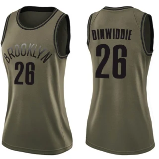Women's Spencer Dinwiddie Brooklyn Nets Green Swingman Salute to Service Jersey