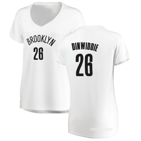 Women's Spencer Dinwiddie Brooklyn Nets White Fast Break Jersey - Association Edition